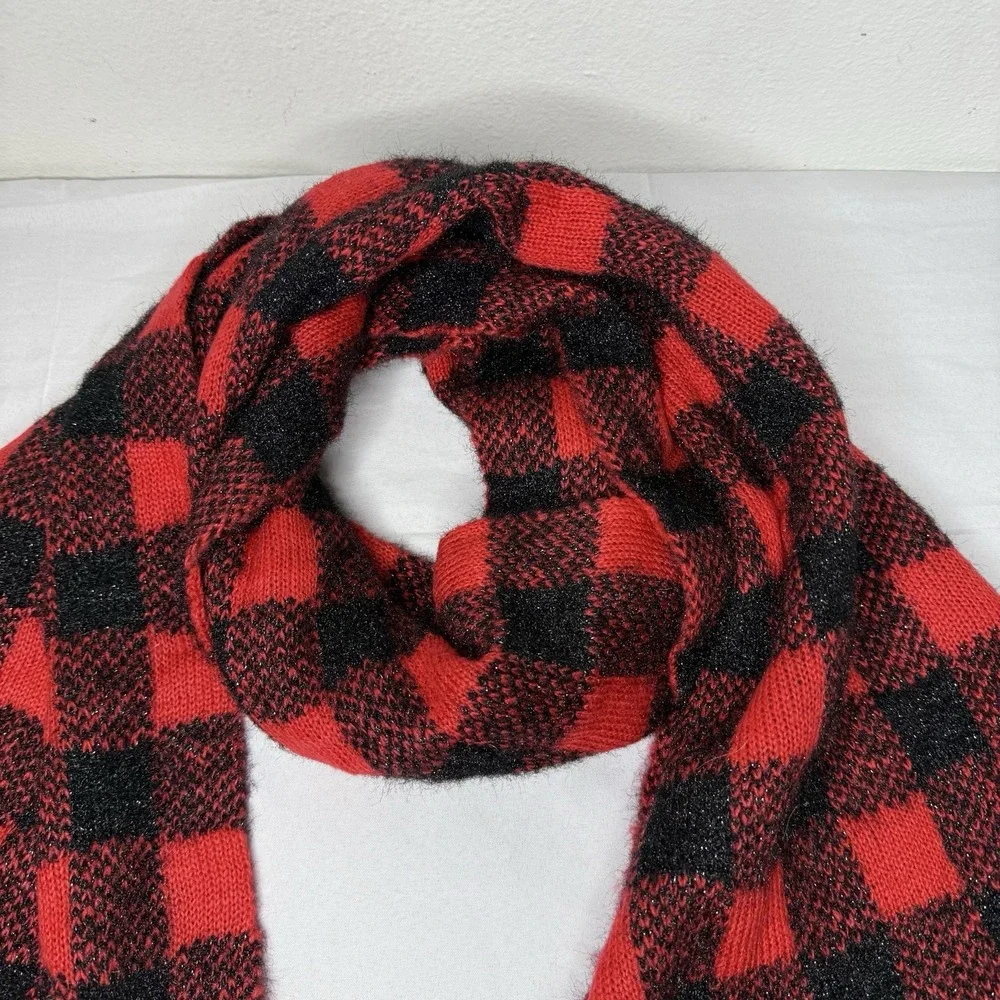 Collection Eighteen Red Plaid Rectangle Scarf Cabincore Christmas‎ Holiday
